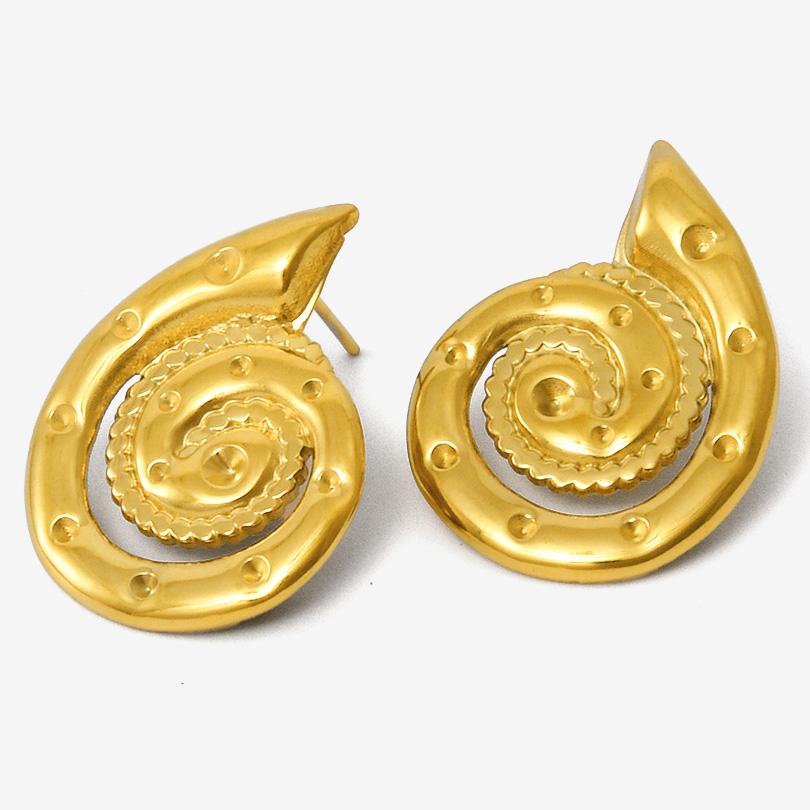Real Gold Plated Ocean Animal Sea Star Conch Shell Metal Spiral Stainless Steel Ear Studs Earring For Women Men Jewelry Piercing