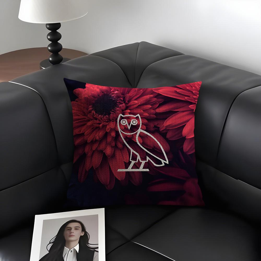 DDrake OvO OWL Brand Cushion Cover Natural Linen Organic Fabric DoubleSided Printing Sofa Home Decor Gift Pillow Case