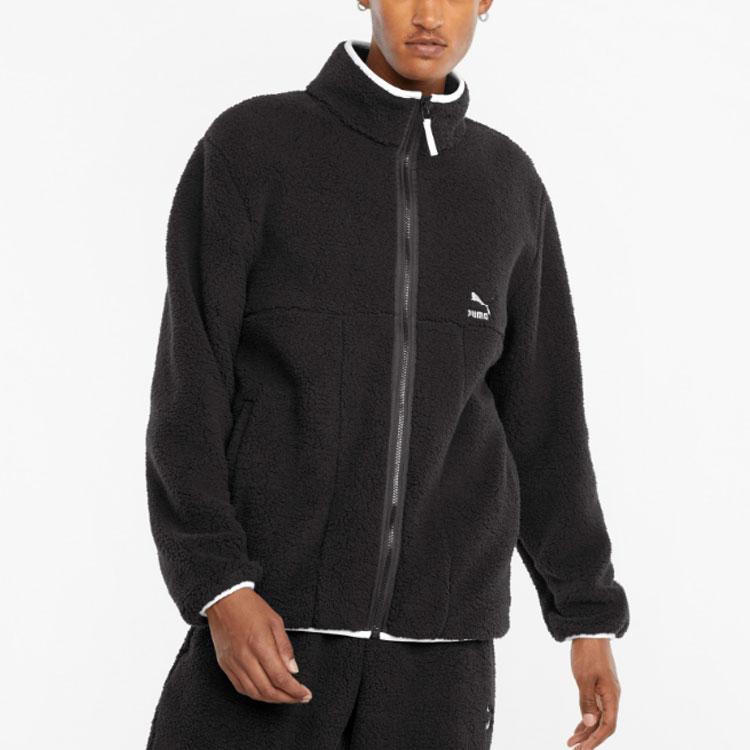 Puma Jachetă Casual cu Guler din Shearling Faux Retro pentru Bărbați Jachetă Negru 532966-01