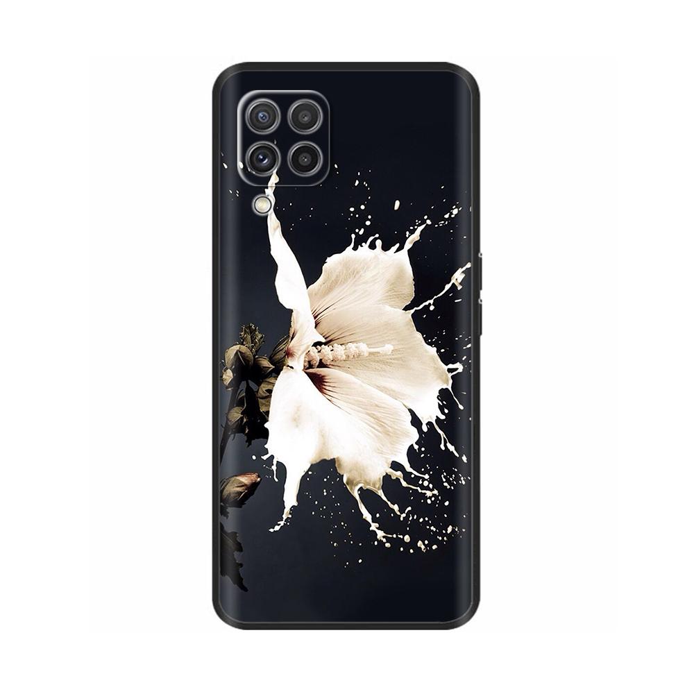 For Samsung A12 M12 F12 Case Stylish Painted Cover Soft Liquid Silicone Phone Case For Galaxy A12 A M F 12 Fundas TPU Capa Black