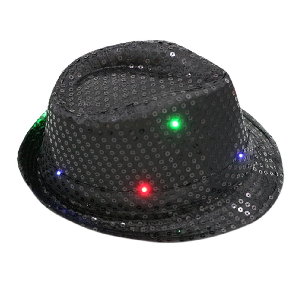 Women Men LED Fedora Hats Flashing Led Novelty Hats For Adults Jazz Fedoras Dance Hat