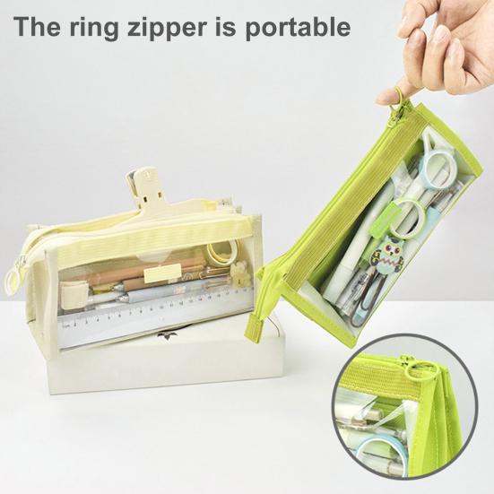 Pen Bag 6 Layers Transparent Visible Waterproof Dirt-proof Zipper Boys Girls Pencil Stationery Pouch Case Student Supplies