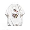 Hello Kitty Cartoon Printed Short Sleeve Tshirt Loose Breathable Tshirt Casual Outdoor Top Comfortable and Soft Cotton