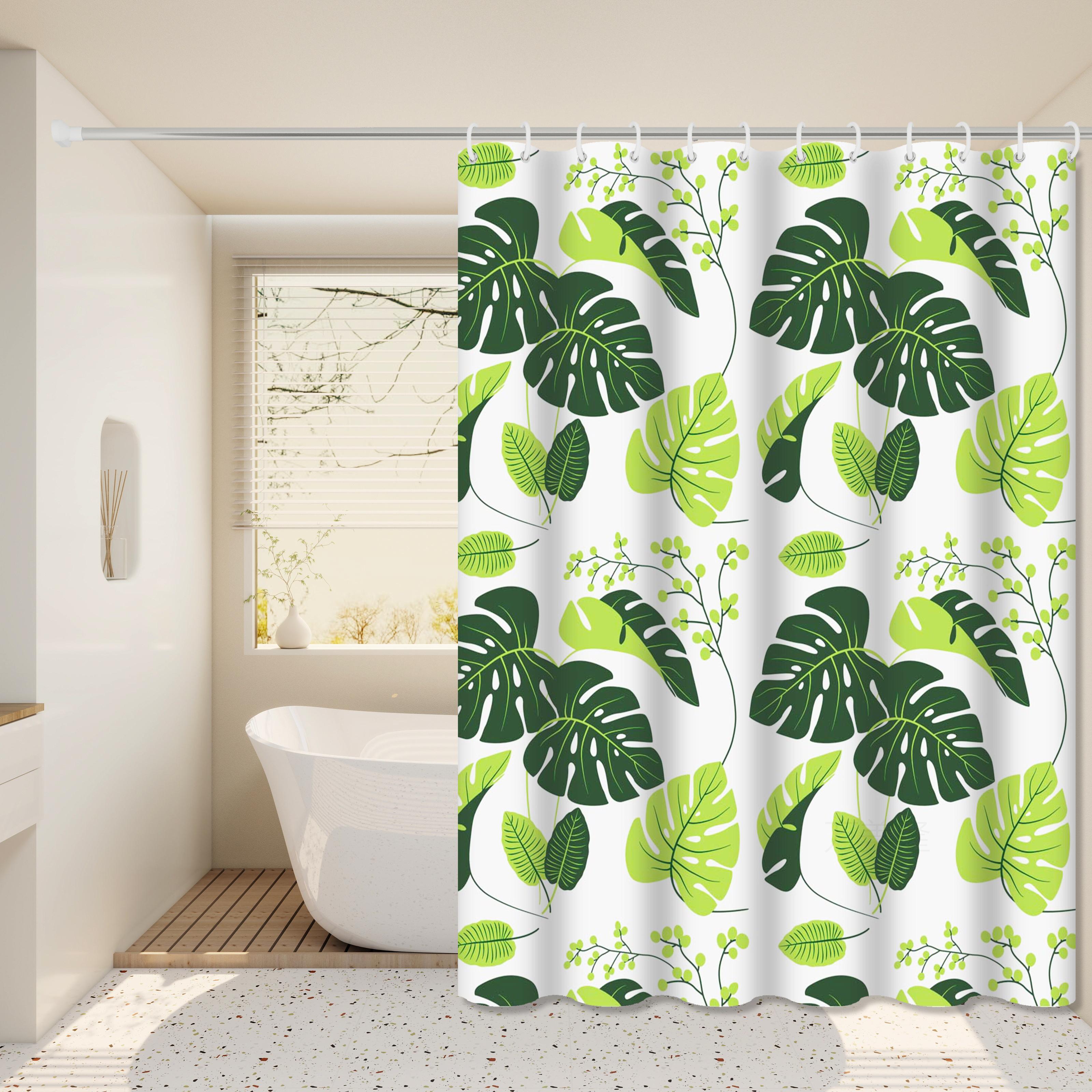 

Fresh And Natural Style Turtle Leaf Bathroom Partition Curtain, Green Bathroom Space, Blocks Privacy And Is Aesthetically Pleasing 120*180cm