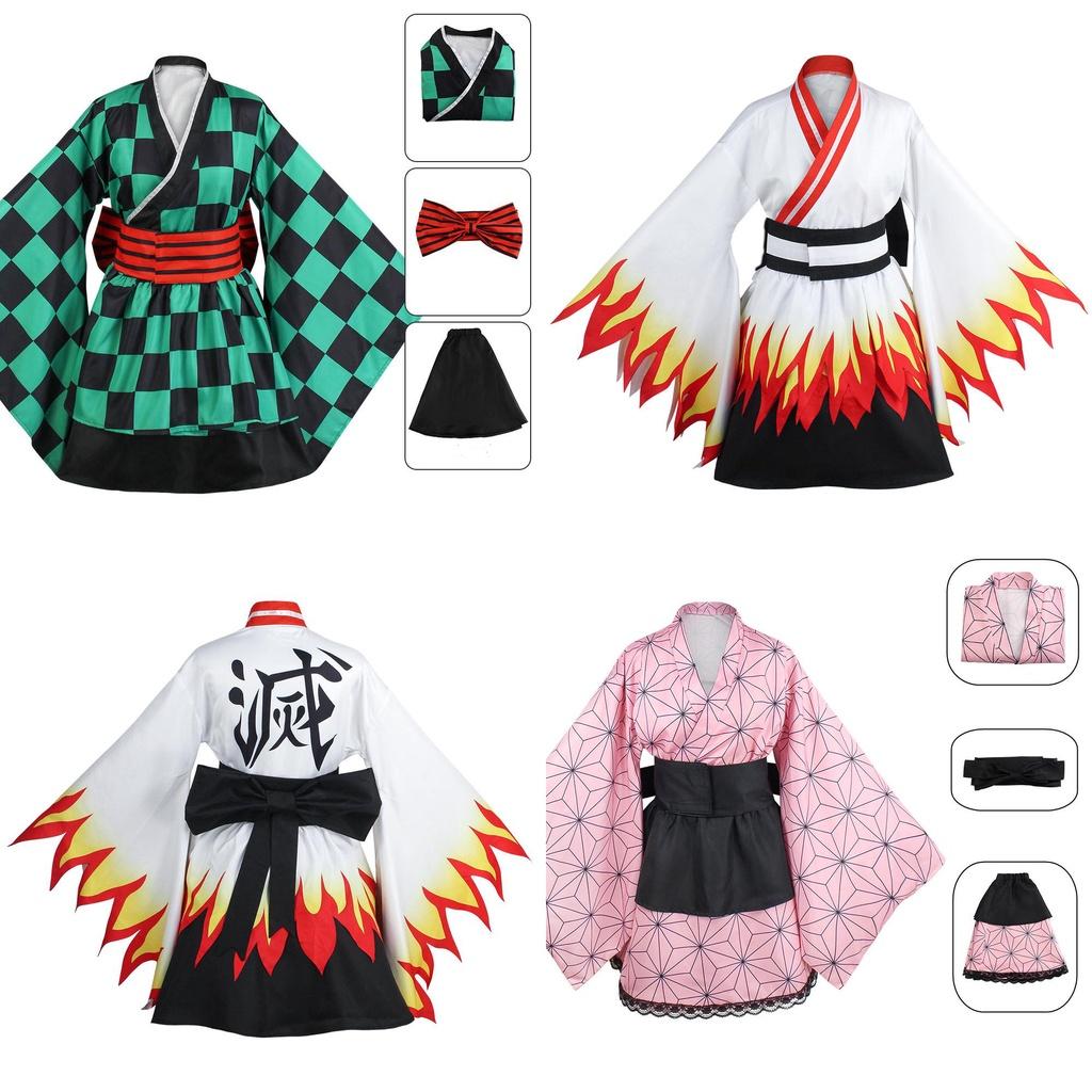 Demon Slayer Kamado Tanjirou Agatsuma Zenitsu Cosplay Dienstmädchenkleid – Atmungsaktiv Exquisit