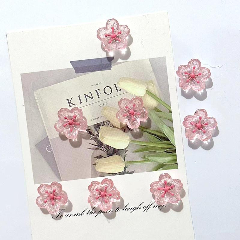 

12Pcs Peach Blossom Fridge Magnets Cute Resin Kitchen Office Whiteboard Decor Strong Refrigerator Magnet Set For Home Gifts розовый