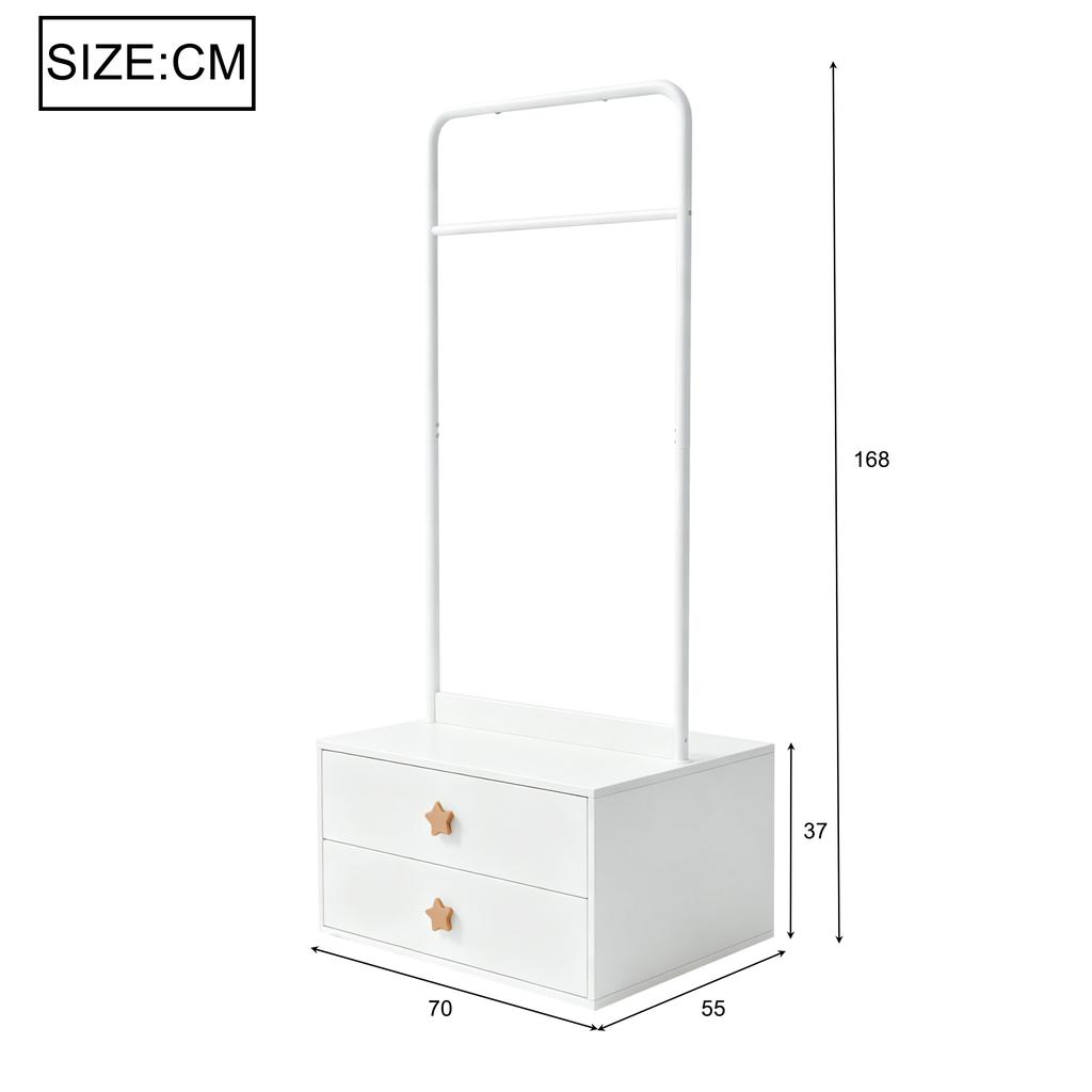 Wardrobe (single Item 70 × 55 × 170 Cm), Double Door Design with Large Storage Compartments, Cartoon-shaped Handles and Raised Feet, Wood Color