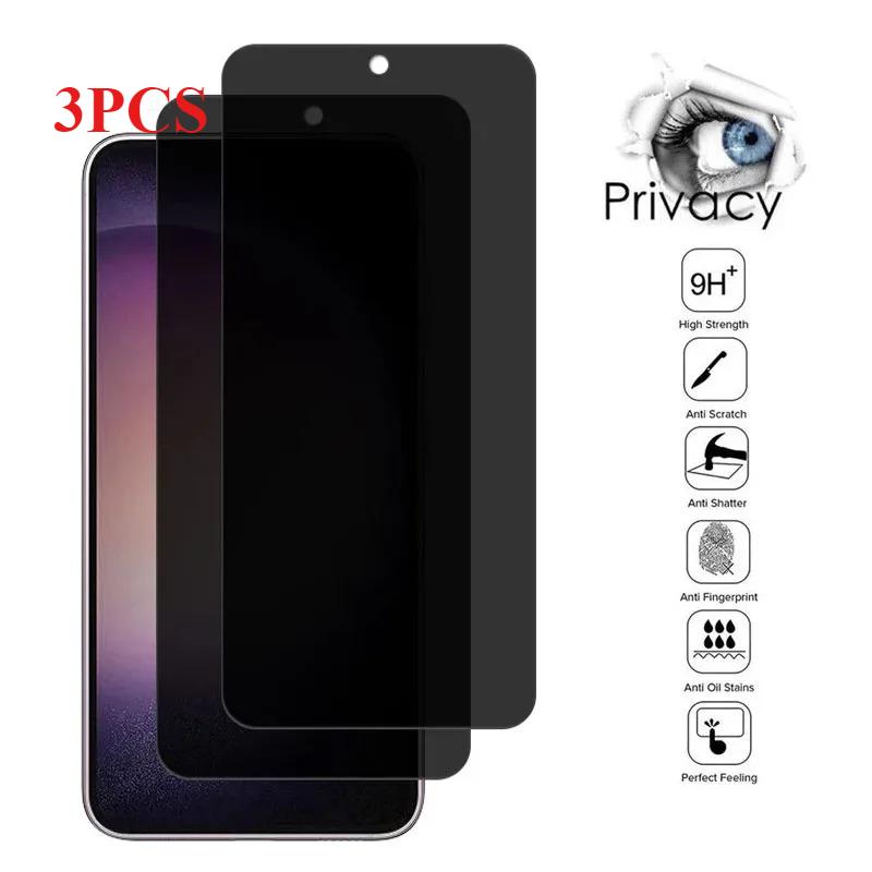 3 Pièces Verre Trempé Confidentialité pour Samsung Galaxy S24 S23 Plus Protecteur d'Écran Anti-Espion Fonction Empreinte Digitale pour Samsung S22 S21 S25