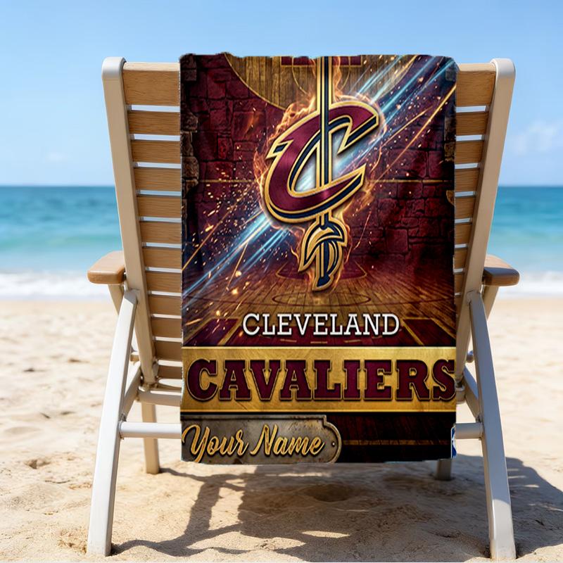 Custom Name Beach Towel Cleveland Cavaliers Logo Beach Towel, Soft Microfiber, Gift for Her/Him, Birthday, for Pool, Beach, Travel, Fan Gifts