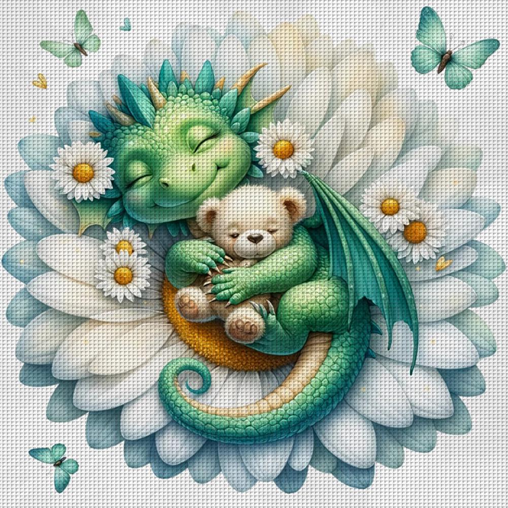Full Embroidery Eco-cotton Thread 11CT Printed Dragon Cross Stitch Kit 50x50cm