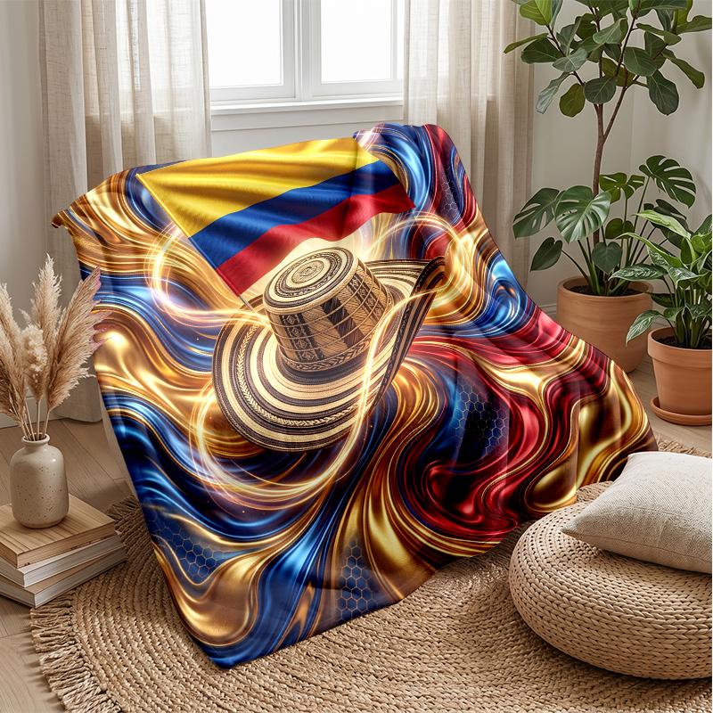 Colombia Football Printed Flannel Blanket Skin Friendly Warm Decorative Throw for Indoor Couch Bed Daily Use