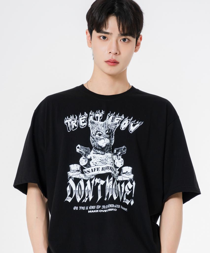 MOZMOZ Don'T Move Oversized Short Sleeve T-Shirt Black