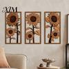 Solid Wood Art 3Pcs Vintage Sunflower Wooden Wall Decor, Farmhouse Cutout Art, Rustic Hanging Ornament for Living Room Bedroom Home Decoration
