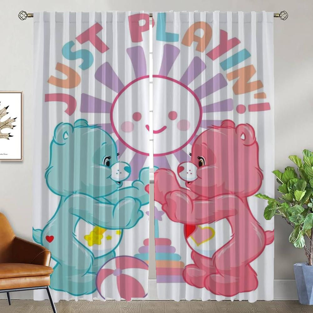 

Care BearS Tulle for Bedroom Kitchen Curtains 2 Pieces Partition Shades Curtains Child Room Halloween Decoration Window Curtain W50xH70cmx2pcs-CL