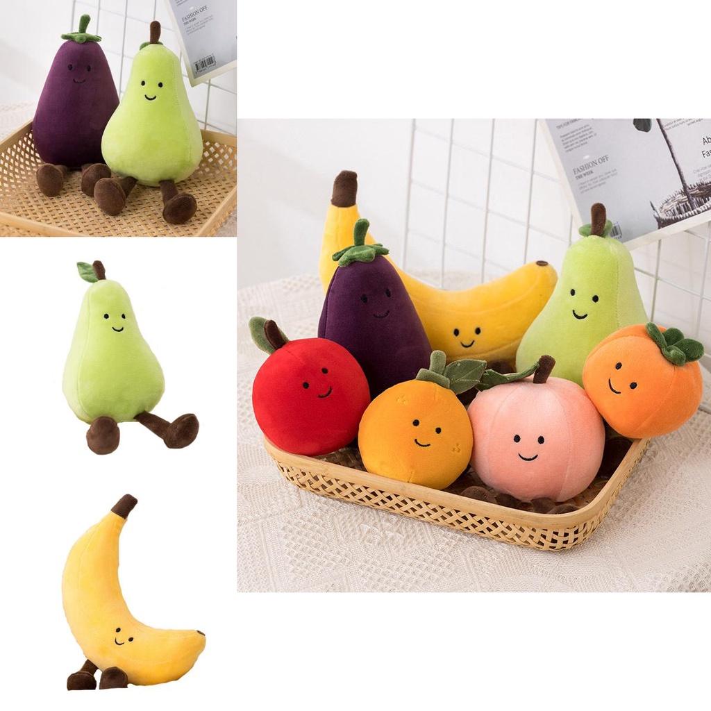 Adorable Fruit Party Plushies For Kids- Banana, Eggplant, Peach, And Pear Options!