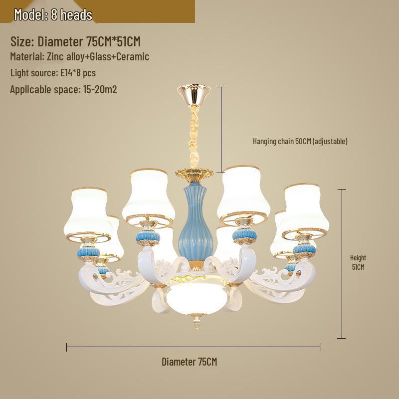 Modern European Ceramic Chandelier for Living Room, Restaurant, or Bedroom in Villa