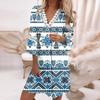 Fashion Women's V-neck Printed Lace Patchwork Bohemian Casual Resort Dress