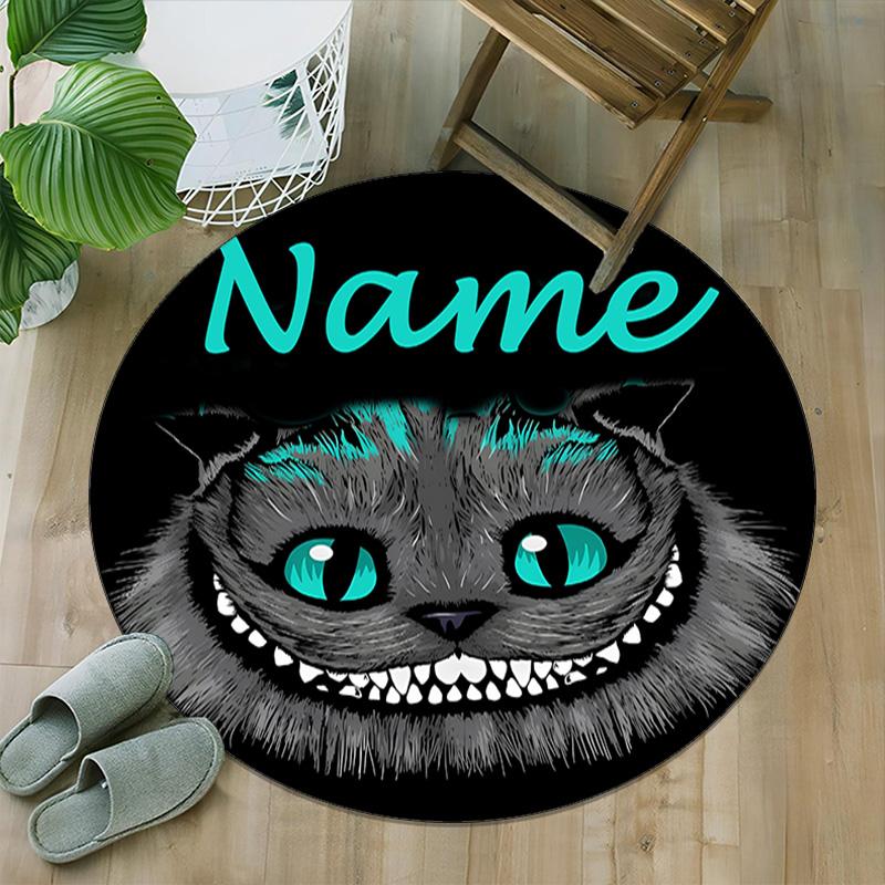 Customizable Cheshire cat1 Round Non-Slip Carpet - Ideal for Garden, Picnic, Office, Perfect for Decoration, Suitable For All Seasons