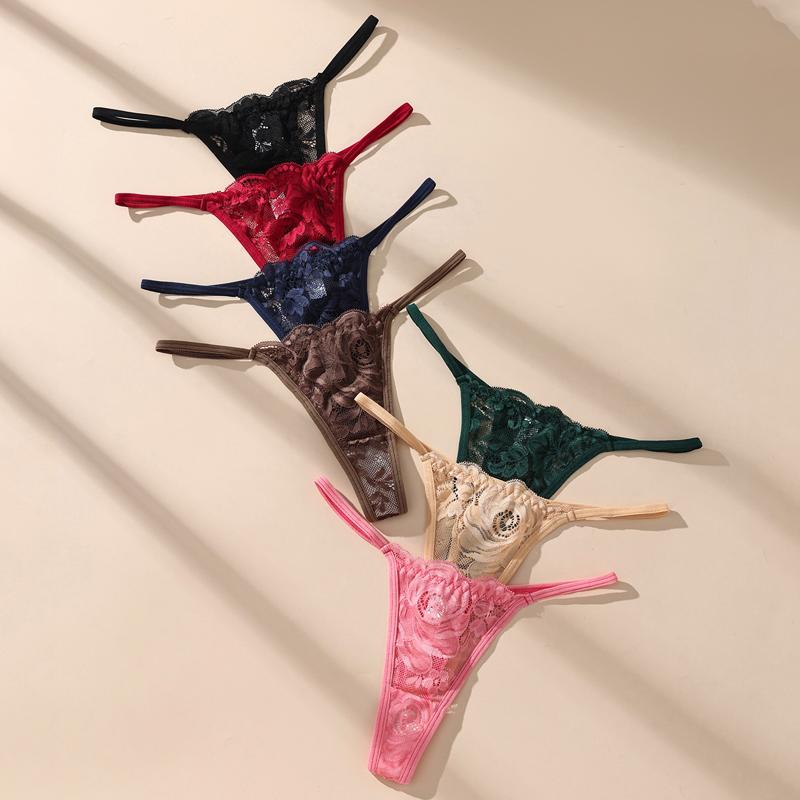 

7 шт. Сексуальные женские стринги Дышащие трусики Цветочные женские трусики-Танга Трусики-стринги Женские стринги Сексуальное бикини Женское нижнее белье L разноцветный
