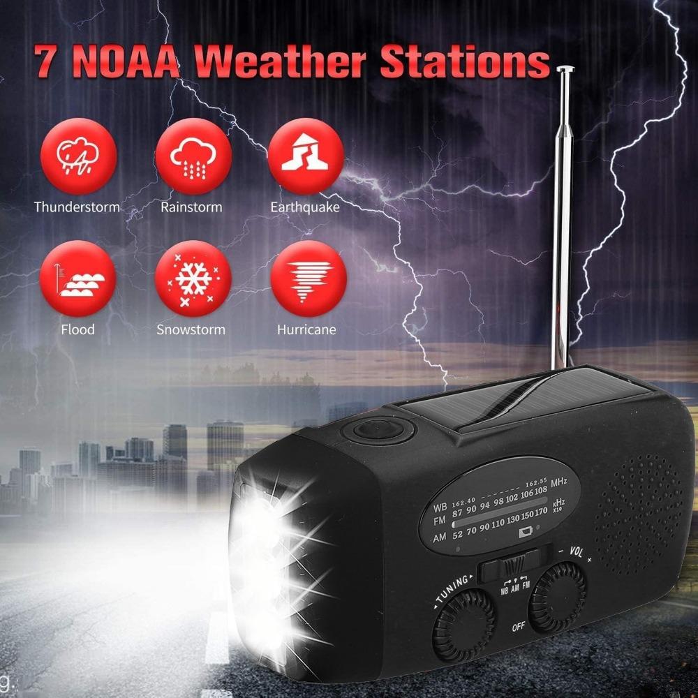 Solar Charging Solar Powered Radio Multicolor Weather Alert Radio  Home Preparedness