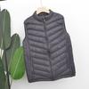 Yousheng Men Cotton Vest Stand Collar Sleeveless Zipper Closure Thermal Jacket with Pockets Solid Color Winter Waistcoat