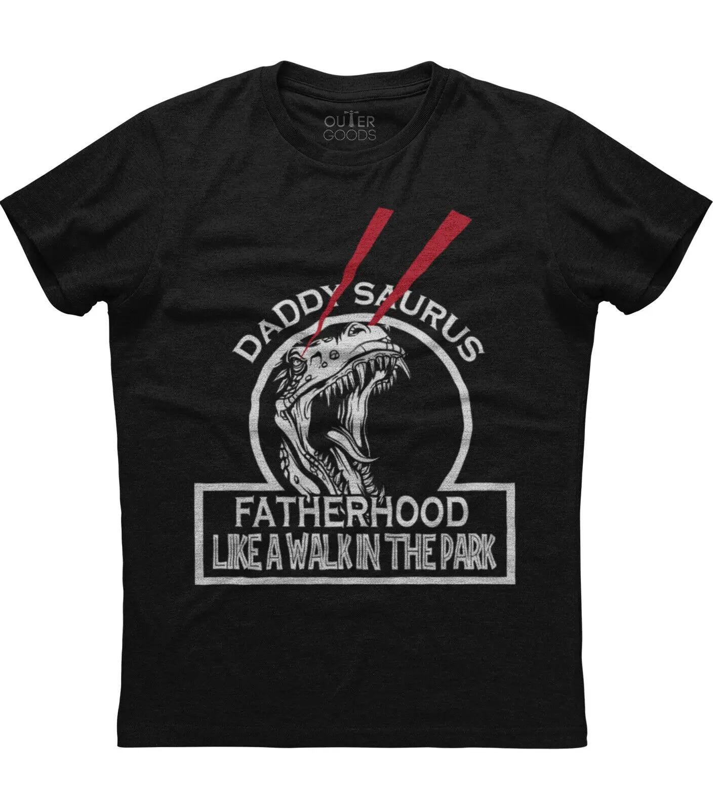 Daddy Saurus Fatherhood Mens Short Sleeve New Cotton Black Tshirt S