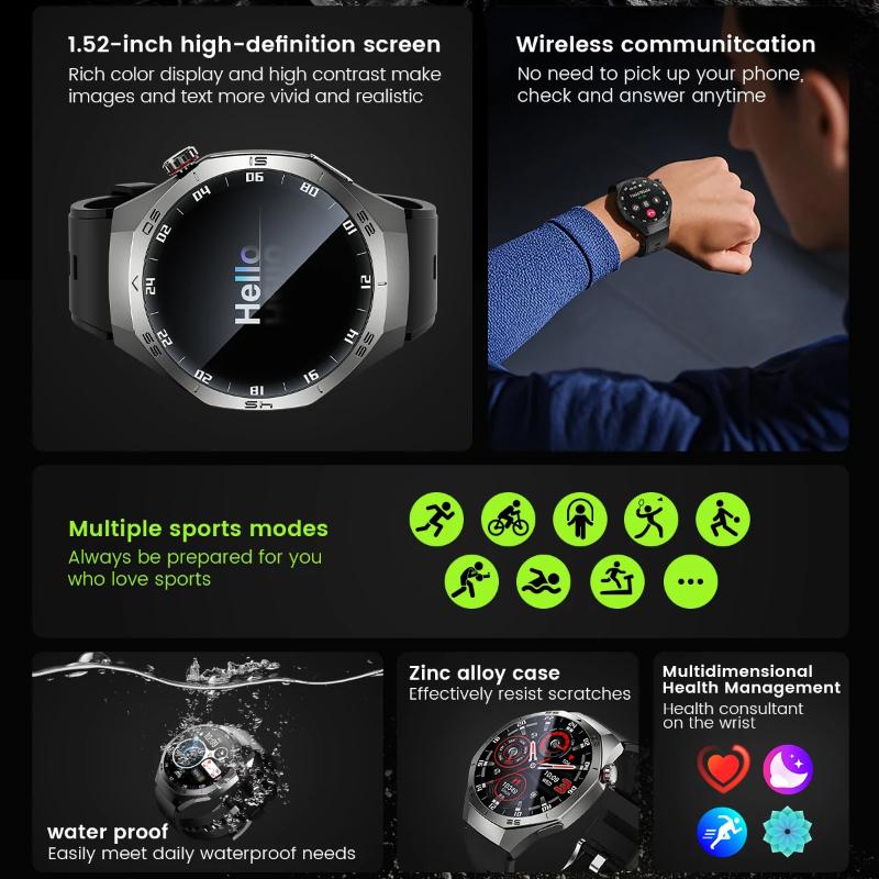 2025 Nouvelle Montre Connectée Homme Tracker GPS Écran AMOLED HD Fréquence Cardiaque Appel Bluetooth NFC Étanche Sports Extérieur Fitness Montre Connectée