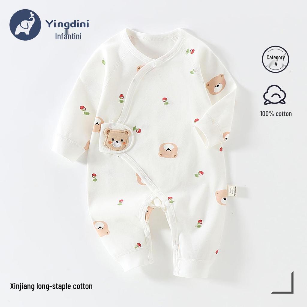 Neugeborenen Strampler aus reiner Baumwolle mit Schmetterlingsmotiv - Atmungsaktiver doppellagiger Anzug für Herbst und Frühling