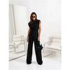 Summer European And American New Loose Casual Suit Solid Color Simple And Elegant Sleeveless Ladies Trousers Suit