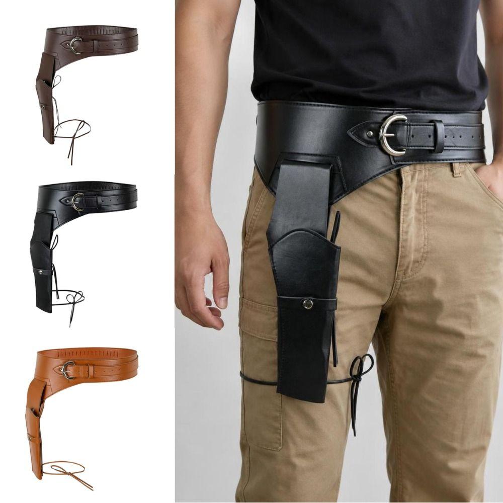 PU Leather Waist Strap Belt Pin-Buckle Adjustable Leg Pouch Leg Hanging Pouch Medieval Costume