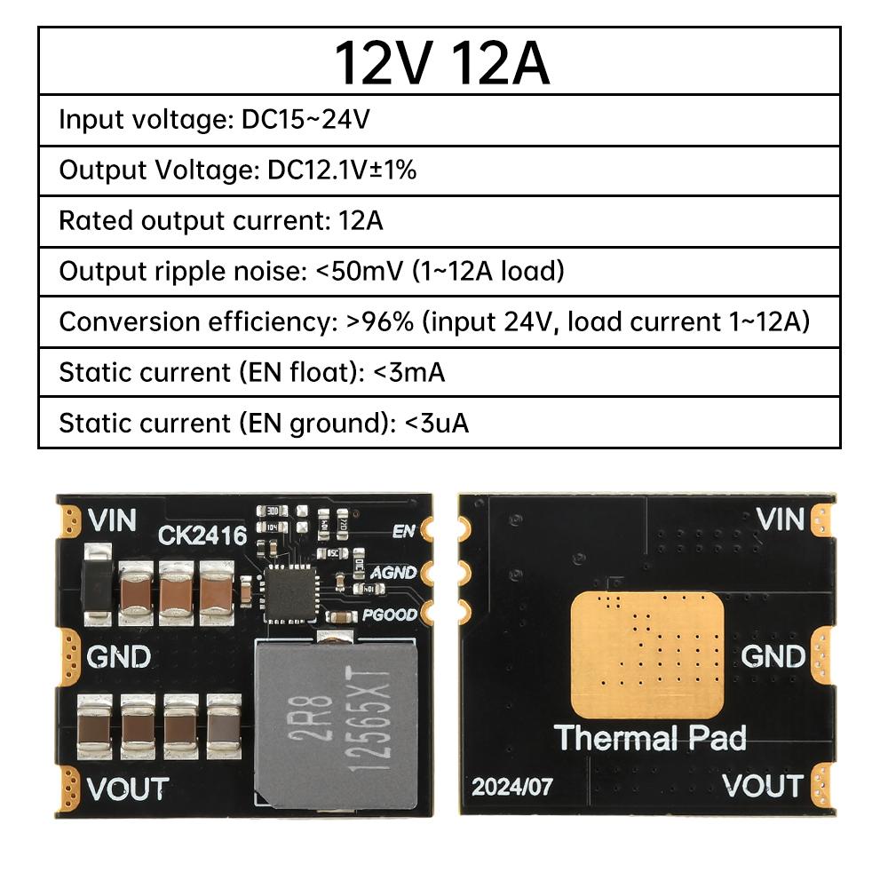 

High Efficiency Output DC-DC Step-down Module 9V 12V 24V To 5V 16A/12V 12A Buck Power Supply Converter Board Module PCB Board
