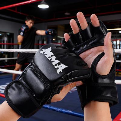 Half Finger Boxing Gloves Boxing MMA Kickboxing Gym Workout Knuckle Wrist Protection PU Leather Half Finger Punching Mitts