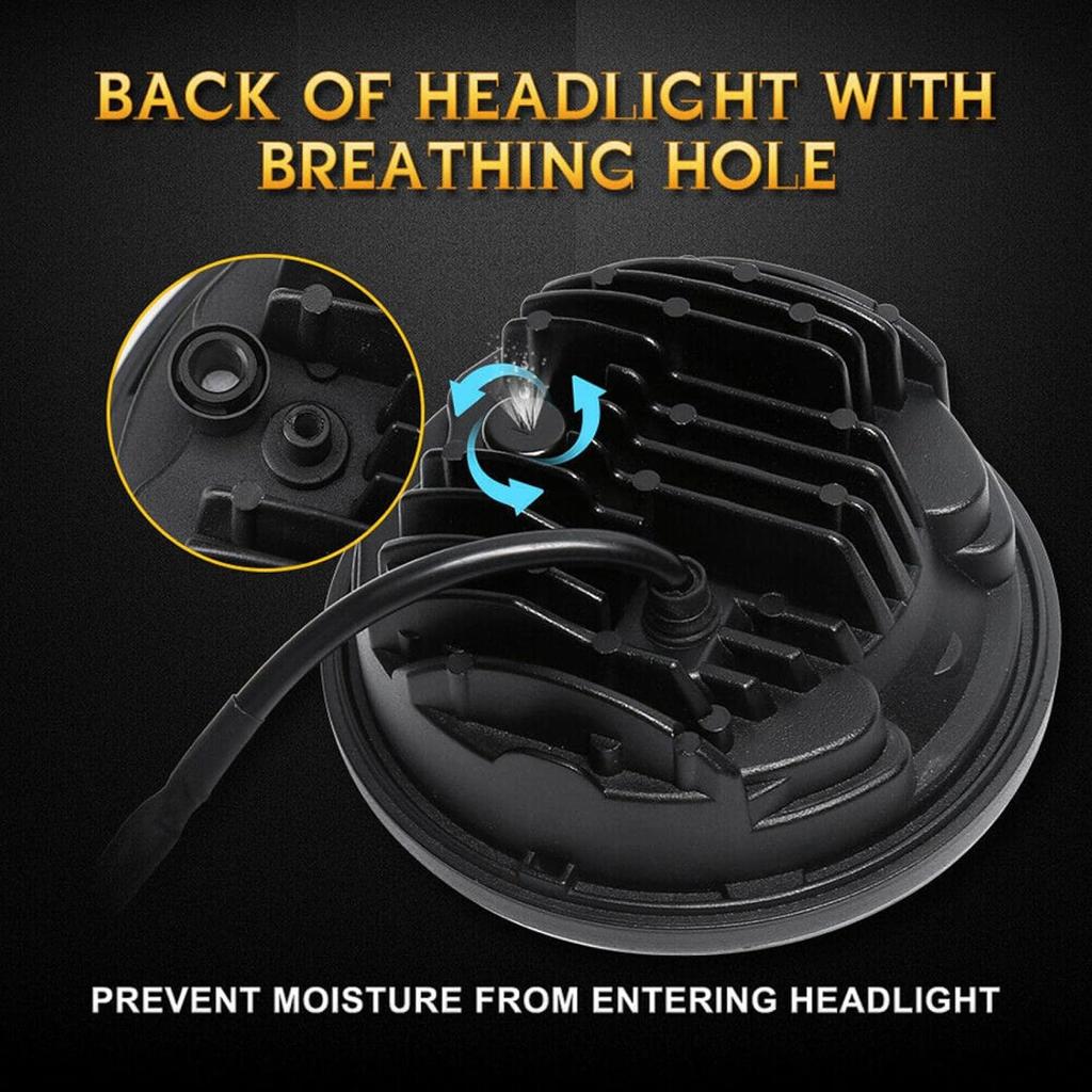 ZULOW Motorcycle 5.75" LED Chrome Headlight Kit with Bracket For VTX 1300 1800 (2002-2014), Black, LED, Polycarbonate Lens, Waterproof, Dustproof,