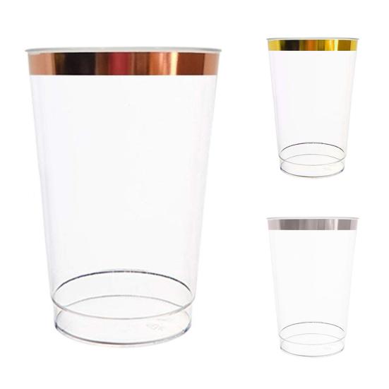 25Pcs Juice Cup Transparent Large Capacity Plastic Rimmed Disposable Water Glass Party Accessories