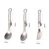 Titanium Foldable Cutlery Ultralight Portable Titanium Tableware High Temperature Resistant for Camping Hiking Picnic Travel