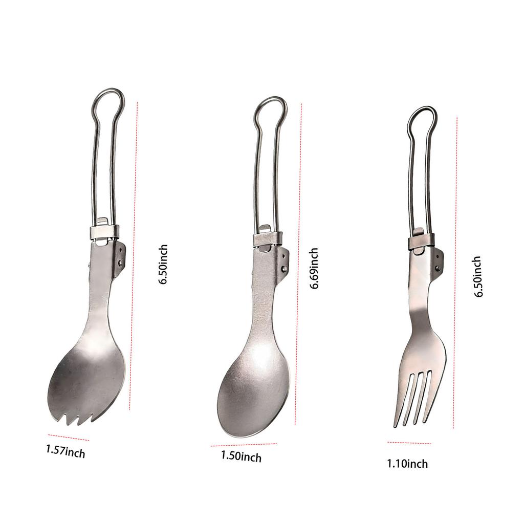 Titanium Foldable Cutlery Ultralight Portable Titanium Tableware High Temperature Resistant for Camping Hiking Picnic Travel