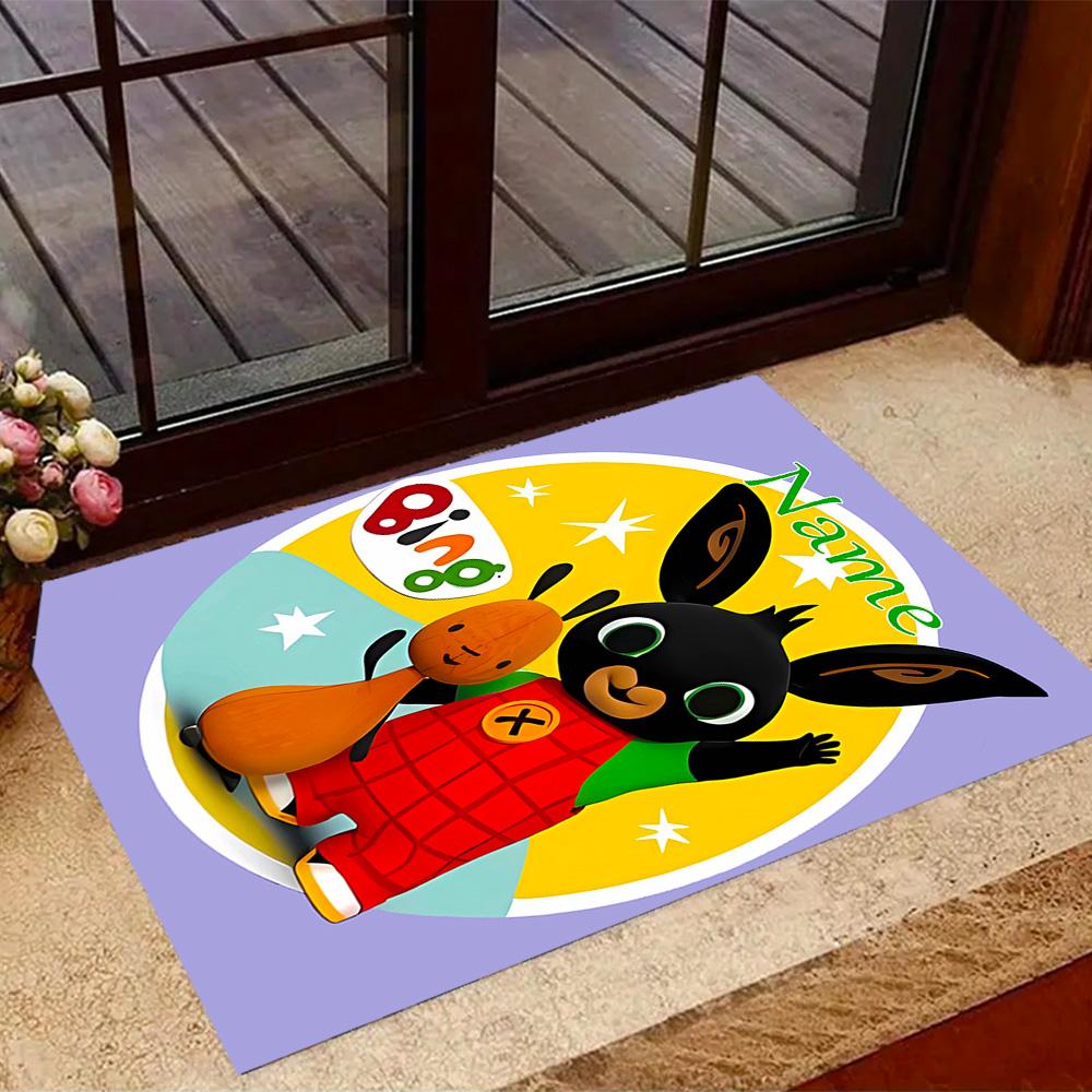 Bunny Friend Personalized Text Floor Mat Perfect for Balcony Hallway Decorate room Living Rooms Anti-slip Rug Anime Office Decor Best for Christmas