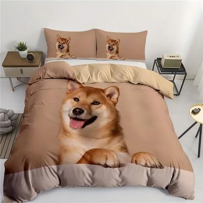 Cute Akita Dog 3D Printed Duvet Cover Set Home Soft Comfortable Luxury Bedding Set Animal Pet Theme Quilt Covers Set Pillowcases