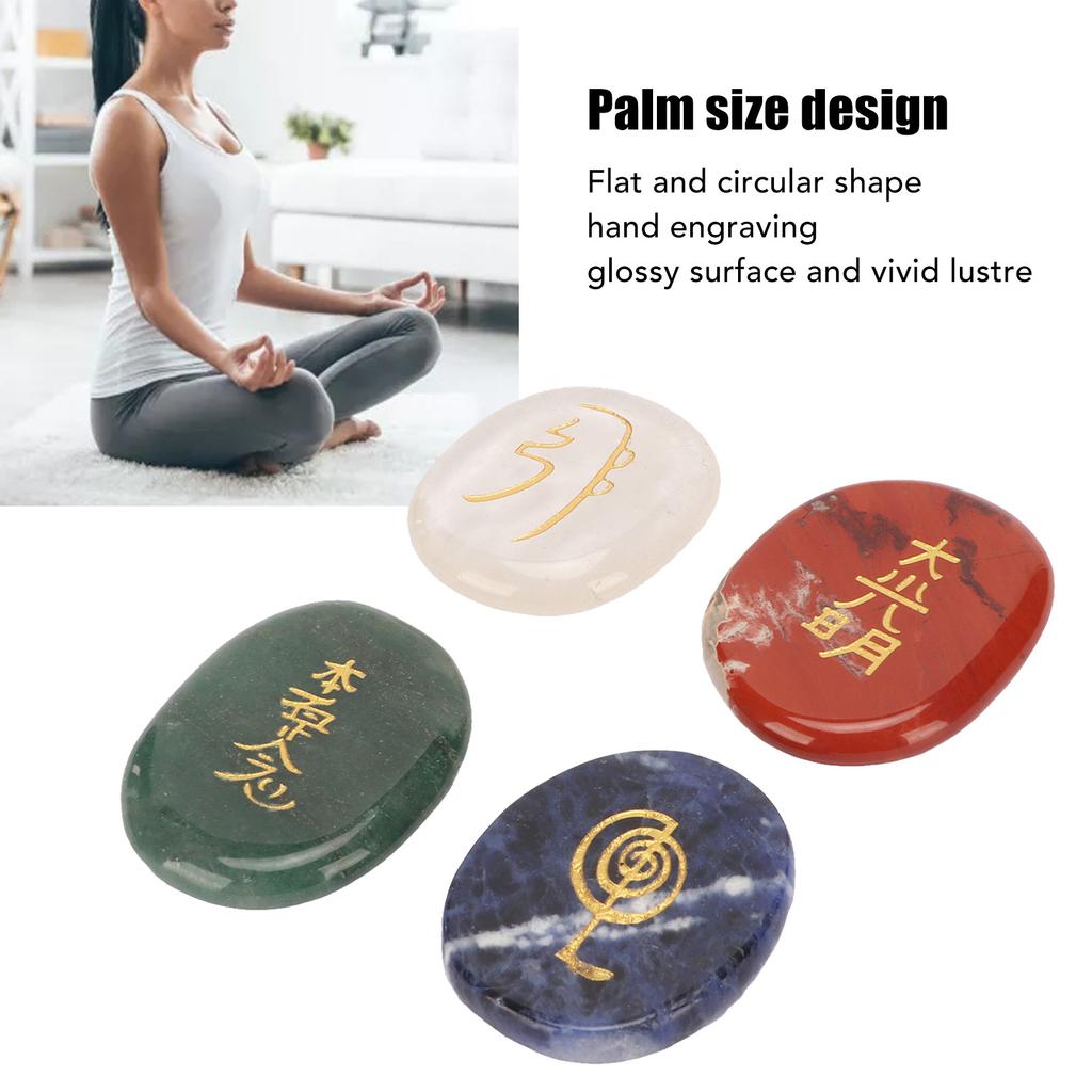 4Pcs Reiki Balancing Stones Finely Polished Palm Size Flat Circular Reiki Hling s for Meditation Purification