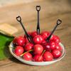 100Pcs/Set Multi-use Disposable Fruit K Plastic Adorable Heart Shape Handle Dessert K Home