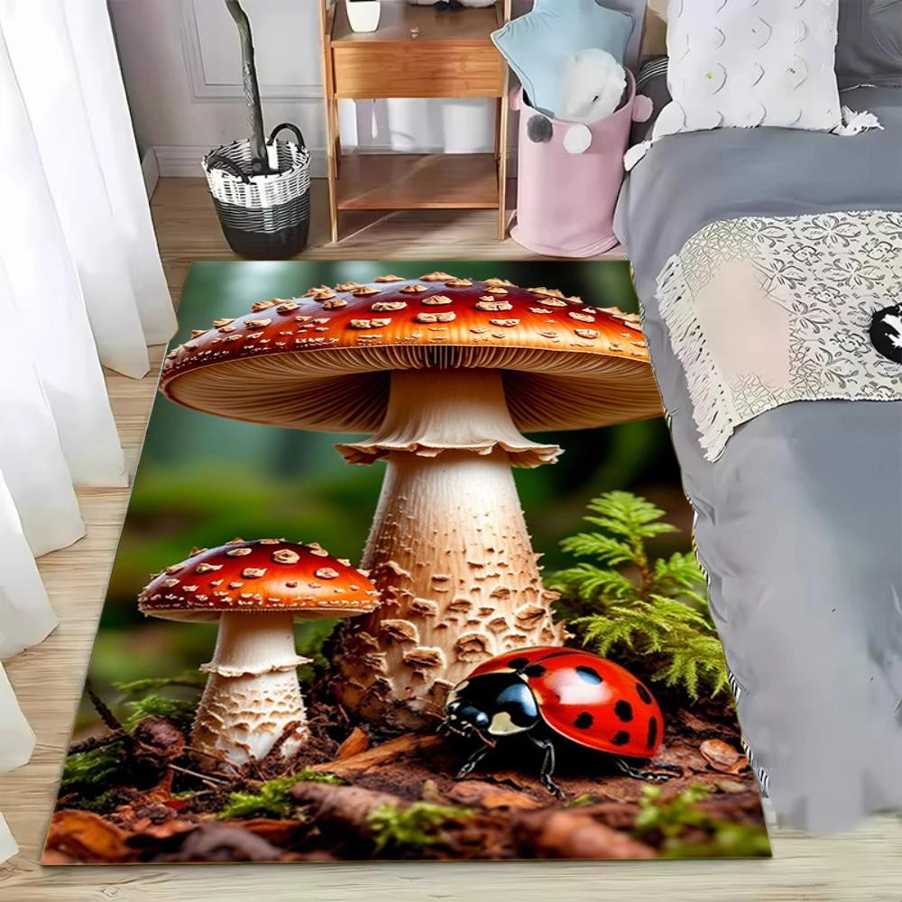 

Mushroom Forest Carpet Mat Rug Ladybug Anime Design Forest Floor Nature Inspired Home Decoration for Kids Room Bedroom Floor Mat 40x60cm