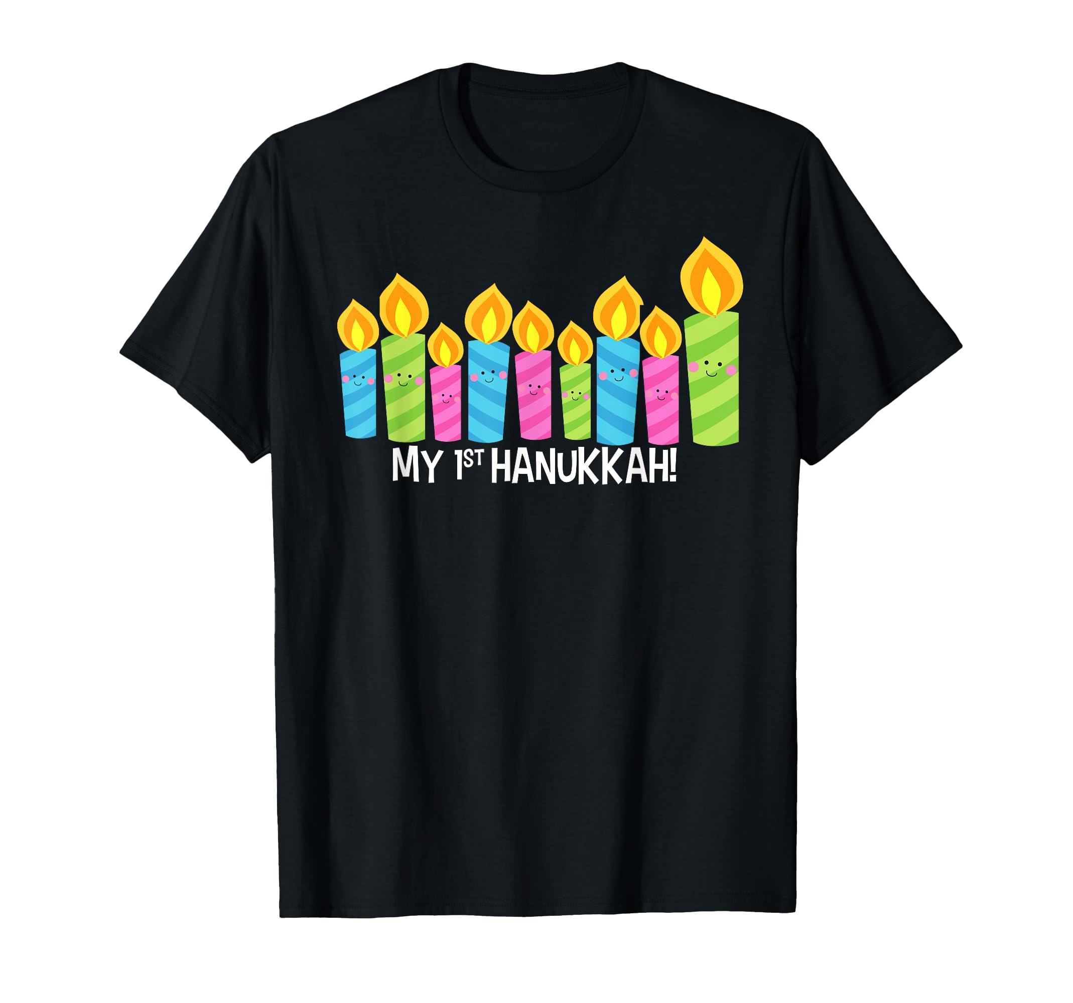 

My First Hanukkah Candles Kawaii Menorah Cute Baby Gift T-Shirt