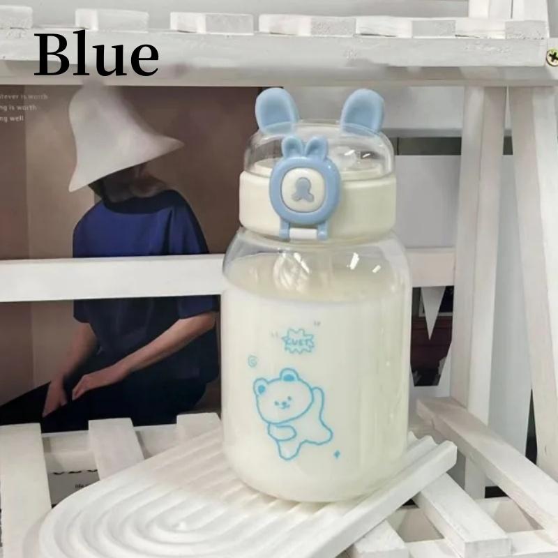 

Бутылка для воды Kawaii Rabbit объемом 500 мл, портативная, симпатичная, в форме уха, пластиковая, с соломинкой и крышкой, для подарков на праздник на открытом воздухе синий