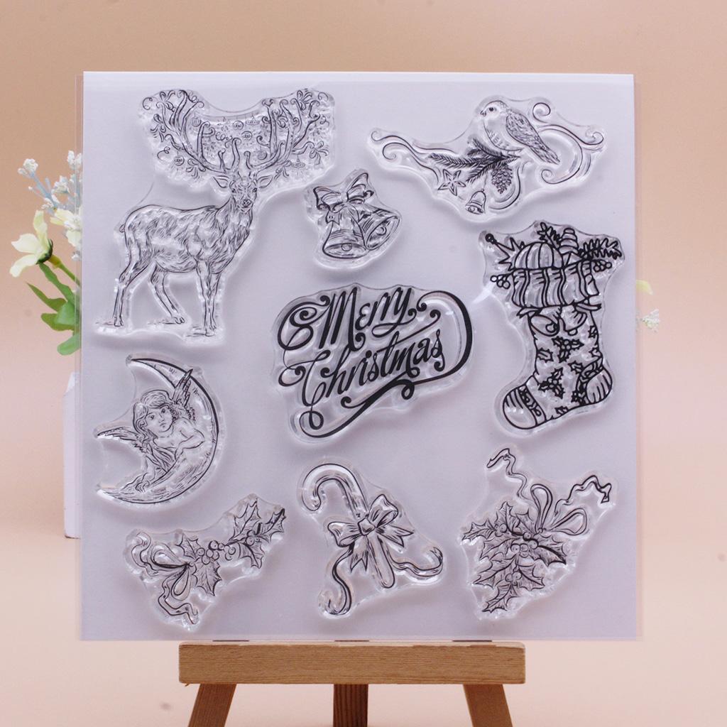 Merry Christmas Silicone Clear Seal Stamp Photo Album Decorative Paper Card DIY