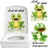 2PCS Cute Animals Toilet Seat Stickers Self-Adhesive Frogs and Lettering Toilet Lid Decals DIY Removable Smile Frog Quotes Toilets Stickers for