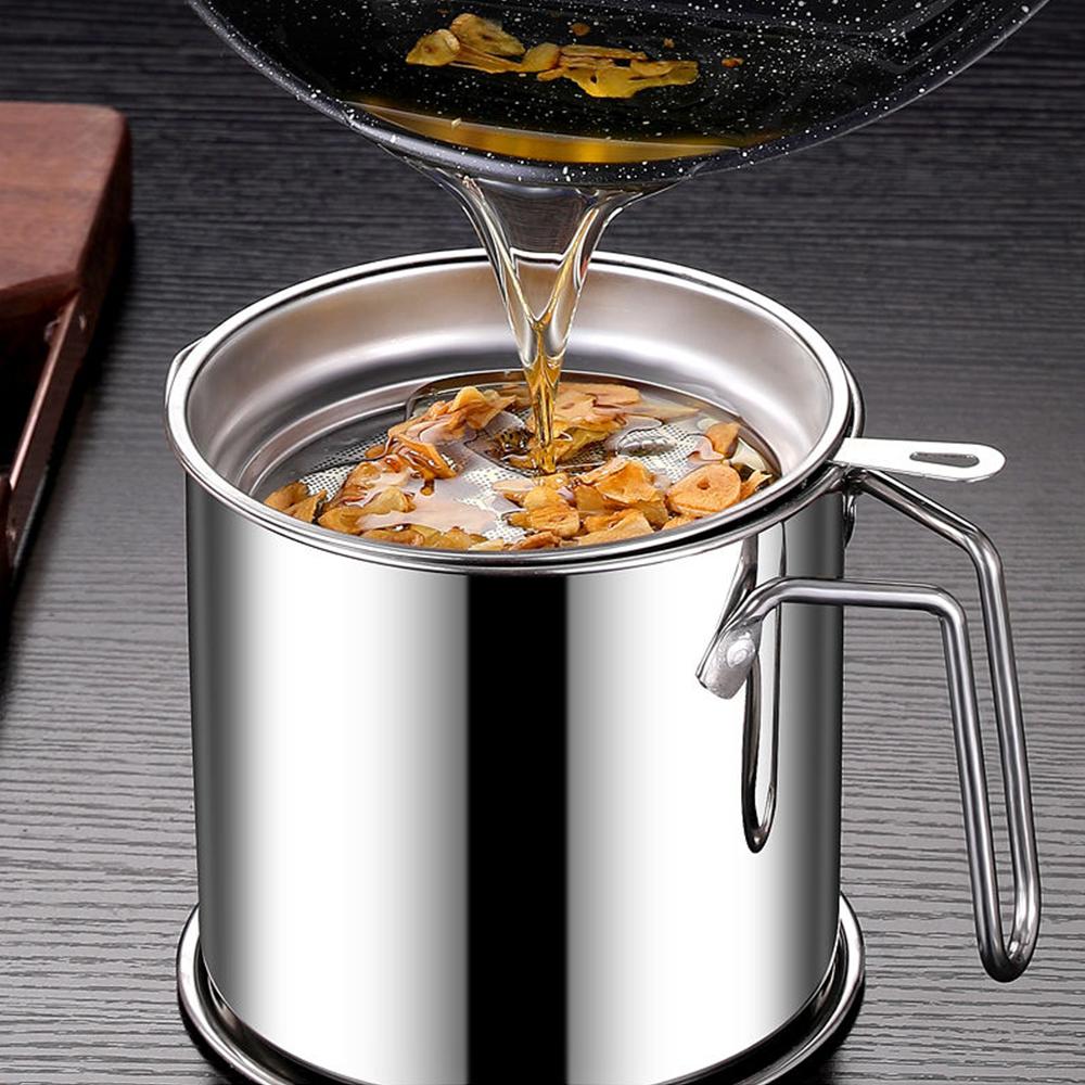 Nádoba na tuk Olejová nádoba s jemným sítem Nádoby na skladování oleje Sítka na slaninu Nerezová plechovka na smažení Skladování