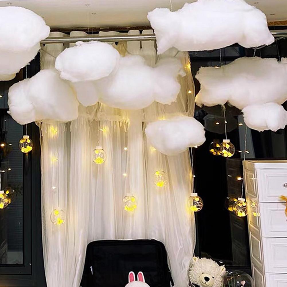 Artificial White Cotton Cloud Wedding Background Decoration Props Christmas Birthday Party Living Room Diy Hanging Decoration