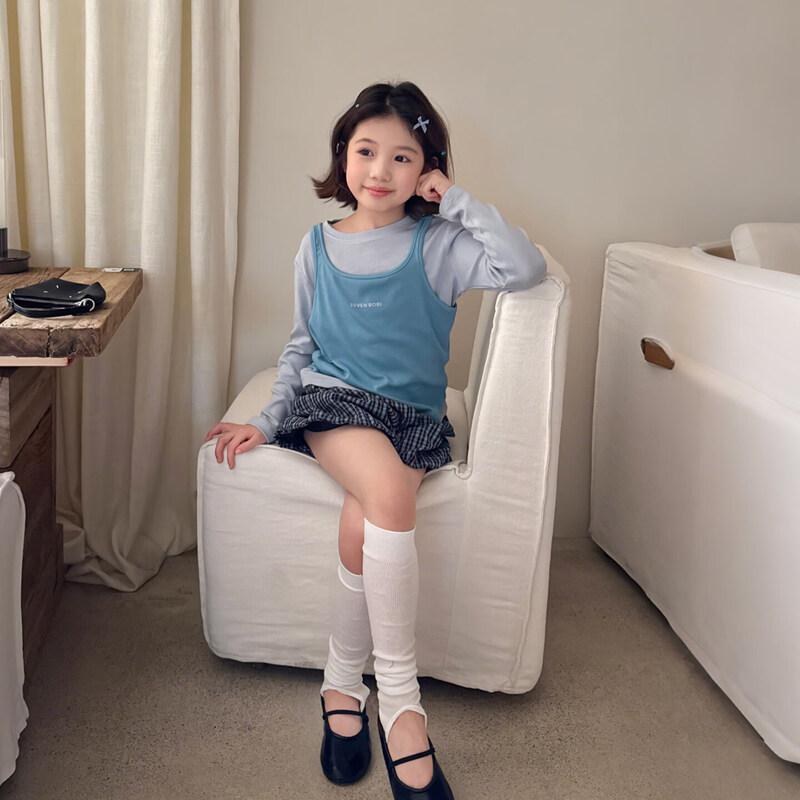 SEVEN BOBI Girls  Korean Style Long Sleeve T-Shirt & Vest Set 140 cm