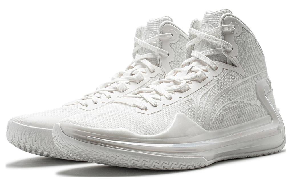 Li Ning Liren 4 White Pearl Mid top Basketball Shoes Unisex Mist White ABAT095-8