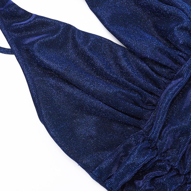 Rochie de Ziua de Naștere Albastru Francez Scânteietoare cu Gât Halter - Elegantă, Sexy și Trendy Rochie 2025